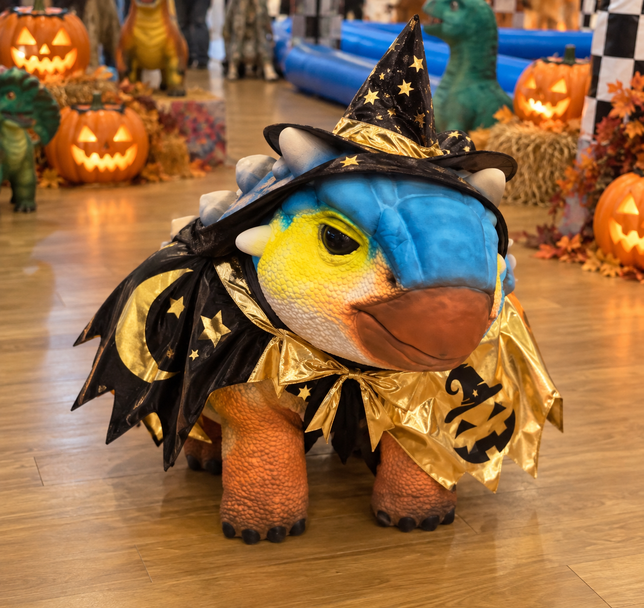 ハロウィンの仮装をした恐竜